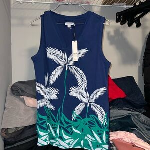 Chicco Navy Sleeveless Top with Palm Tree Design